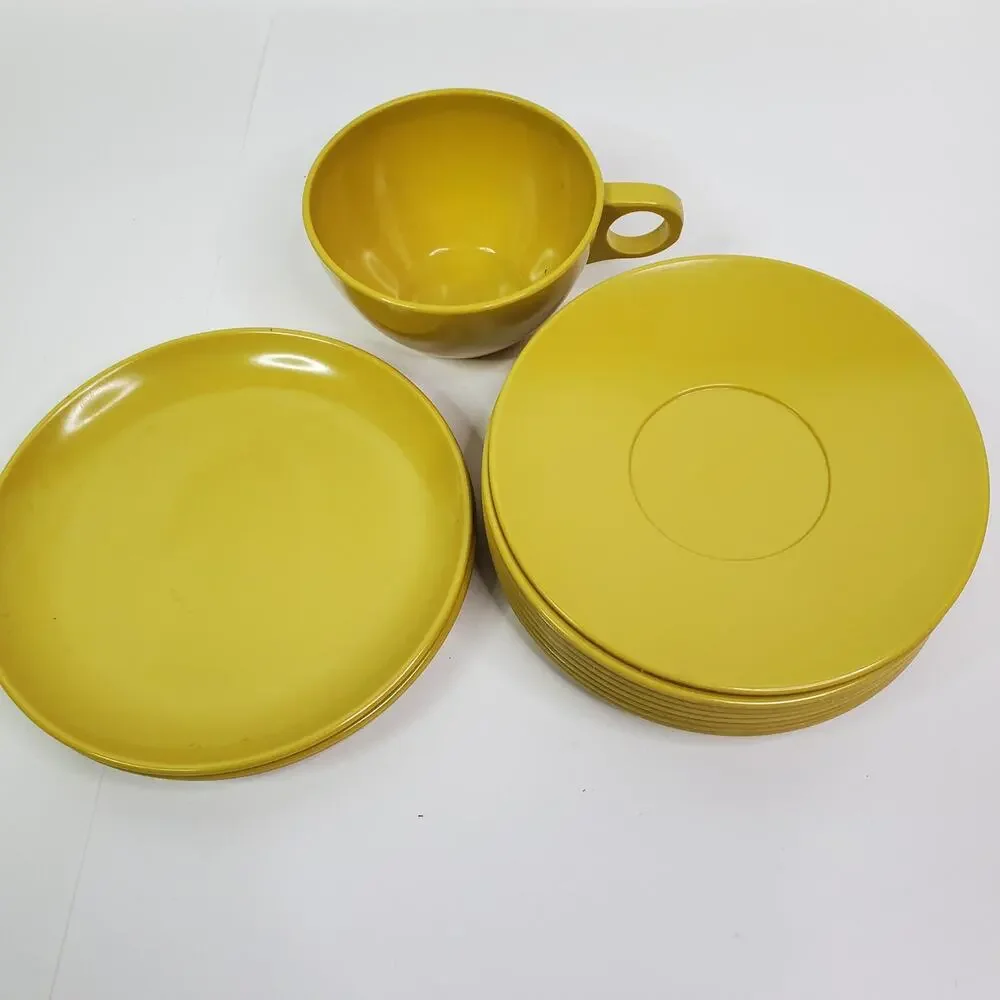 Vtg Melmac Harvest Gold Dishes Lot of 12 Melamine Bowls Platters 1 cup